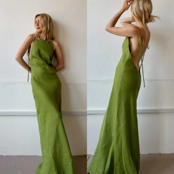 Reformation Dresses & Skirts - Reformation | Selia 100% Linen Maxi Dress in Avocado Green